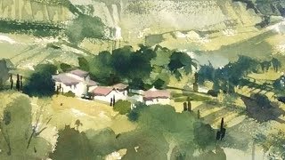 Watercolor Landscape Painting Tuscan Painting in honor of Italy Step by Step Demo [upl. by Hnad]