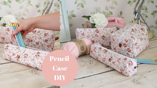 How to sew a zipped pencil casebox pouch Back to school DIY [upl. by Britta]