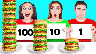 1 10 or 100 Layers of Food Challenge by Multi DO [upl. by Orban54]