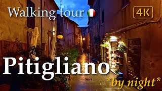 Pitigliano by night Tuscany Italy【Walking Tour】4K [upl. by Ariat]