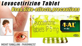 Levocetirizine dihydrochloride tablets ip 5mg  UsesSide effectsDose and precautions  In Hindi [upl. by Nyladam]