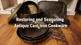 Restoring and Seasoning Antique Cast Iron Cookware badly pitted [upl. by Jordain]