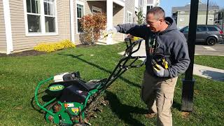 Aerator Tips amp Training on a Ryan Lawnaire walk behind [upl. by Norword778]