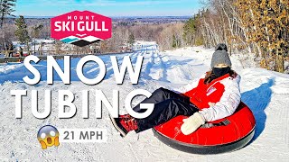 Epic SNOW TUBING  21 mph on the longest tubing run in Minnesota  Mount Ski Gull [upl. by Odlamur]