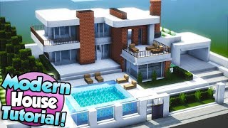 Minecraft How to Build a Large Modern House Tutorial 15 [upl. by Weirick]