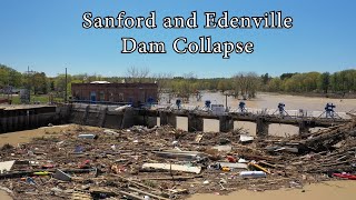 Sanford and Wixom Flood 2020  Drone  Dam Collapse [upl. by Jestude]