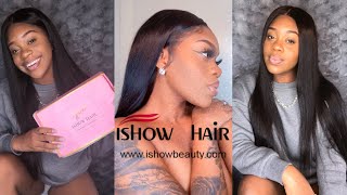 ISHOW honest hair review 24 inch straight lacefrontal wig MUST WATCH [upl. by Assirt942]