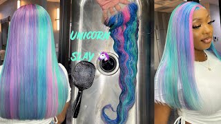 Unicorn Hair Color 🦄  ISEE HAIR ALIEXPRESS [upl. by Cedell]