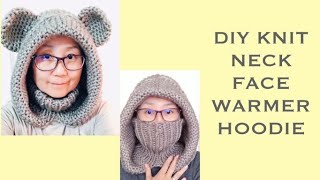 DIY KNIT HOODIE WITH NECK WARMER [upl. by Gnaw]