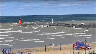 LIVE Gale Warning on Lake Michigan 1015ft wavesSouth Haven MI [upl. by Kermy321]