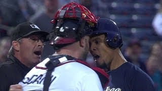 Benches clear after Carlos Gomezs homer [upl. by Belldas]