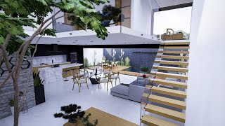 CASA MINIMALISTA CON JARDIN INTERIOR Y ALBERCA  10X20M [upl. by Heng]