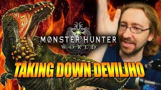 TAKING DOWN DEVILJHO Monster Hunter World  1st Big Update [upl. by Elton]