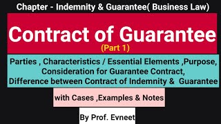 Contract of Guarantee  Difference between Contract of Indemnity and Contract of Guarantee CA Inter [upl. by Mignon]