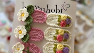 Örgü Gül toka yapımı knitting rose buckle recipe burcuhobi [upl. by Jelle681]