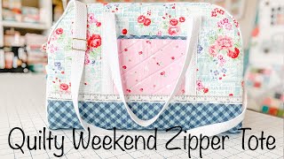 Quilty Weekend Zipper Tote  TUTORIAL [upl. by Eberto]