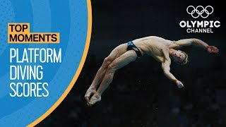 Top 3 Olympic 10M Platform Diving Scores Ever  Top Moments [upl. by Elinnet]