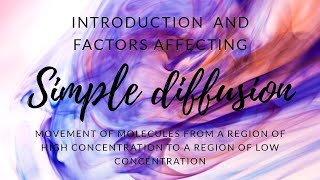 Simple Diffusion  Introduction  Factors affecting and Examples [upl. by Rj]