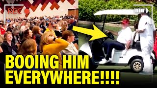 Trump RUNS TO GOLF and GETS BOOED EVERYWHERE [upl. by Naneek]