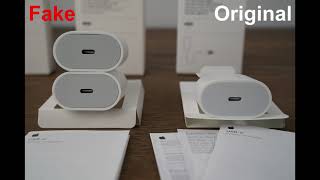 Apple 20W USBC Power Adapter iPhone  iPad  Original  Real vs Fake  Fast amp Easy comparison [upl. by Nnylyak]