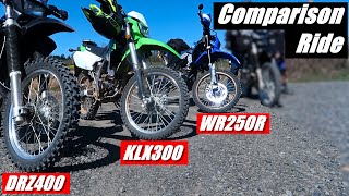 2021 KLX300 WR250R amp DRZ400 Comparison Ride  New School vs Old School Dual Sports [upl. by Dosia48]