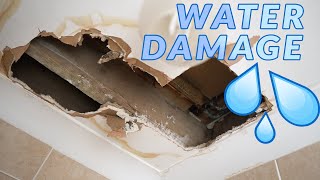 How To Repair a Water Damaged Ceiling After a Leak  Water Damaged Plasterboard  Drywall [upl. by Esiled]