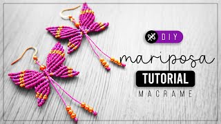 DIY Mariposa » 🦋 tutorial  como hacer aretes de mariposa con hilo  diy ● Macrame butterfly 236 [upl. by Ofori187]