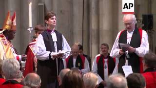 Church of England ordains first female bishop protest [upl. by Cirdnek]