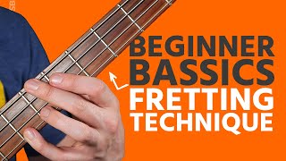 Basic Bass Fretting Technique Beginner Bass Basics [upl. by Nitsyrk]