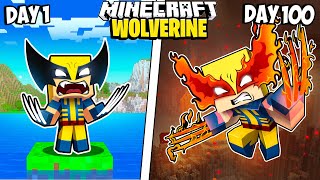 I Survived 100 Days as WOLVERINE in Minecraft [upl. by Zachery]