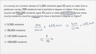 Data inferences — Basic example  Math  SAT  Khan Academy [upl. by Ntisuj]