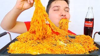 EXTREMELY CHEESY SUPER SPICY FIRE RAMEN NOODLES • Mukbang amp Recipe [upl. by Niwri545]