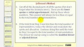 Apportionment Jeffersons Method [upl. by Airehtfele]