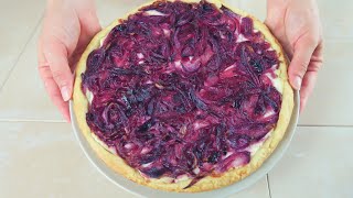 CROSTATA SALATA DI CIPOLLE ROSSE Ricetta Facile Caramelised Red Onion Tart easy recipe [upl. by Arahc]