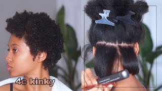 SILK PRESS on 4C twa NATURAL HAIR at home blowoutflat iron J Mayo [upl. by Ahtekahs]