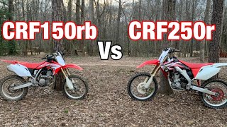 CRF250R vs CRF150RB  side by side comparison [upl. by Eytak]