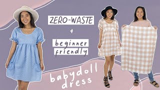 Make a ZEROWASTE babydoll dress beginner sewing project [upl. by Juliann170]