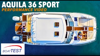 Aquila 36 Sport Power Catamaran 2021  Test Video by BoatTESTcom [upl. by Yellek]