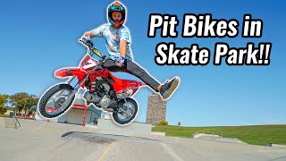 Riding Pit Bikes in Skate Park [upl. by Bobina]