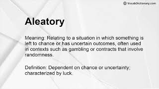 Aleatory Meaning [upl. by Caralie]