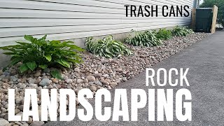 DIY Rock Landscaping Idea  River Rock  No Fabric  Hide Trash Cans [upl. by Zerlina]