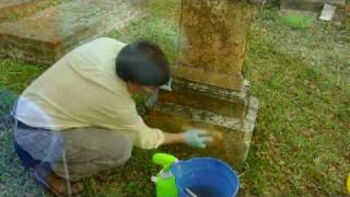 How to Clean a Stone Grave Marker [upl. by Wartow]