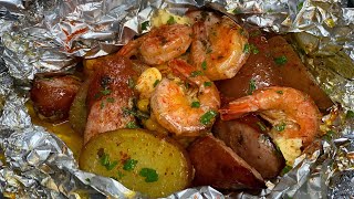 Shrimp Boil Foil Packs STEP BY STEP  TERRIANN’S KITCHEN [upl. by Rossie464]