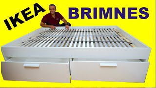 IKEA BRIMNES Bed frame with storage Standard Double assembly instructions [upl. by Aicil]